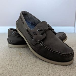 Gray Leather Sperries
